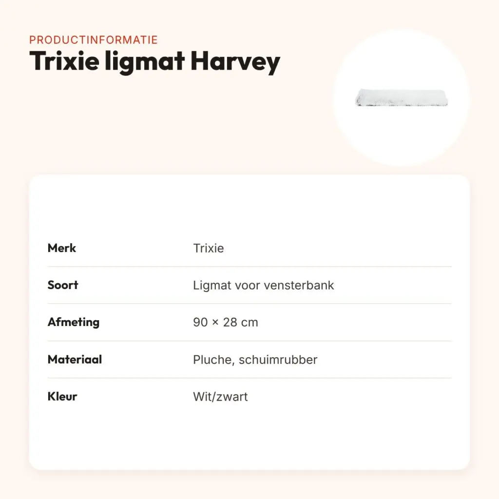 Trixie ligmat Harvey wit/zwart 90 x 28 cm – pluche, voor vensterbank – productinformatie