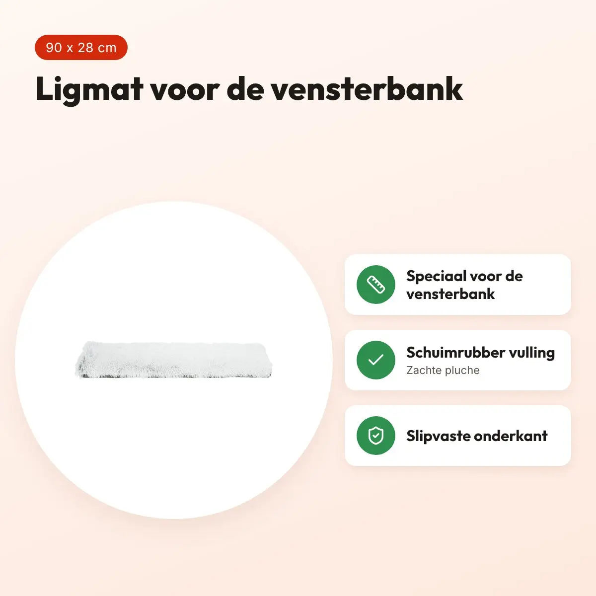 Trixie ligmat Harvey wit/zwart 90 x 28 cm – pluche, voor vensterbank – voordelen