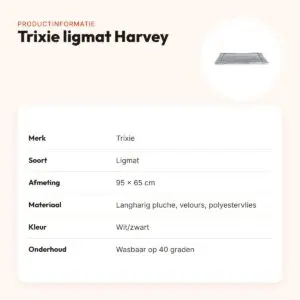 Trixie ligmat Harvey wit/zwart 95 x 65 cm – langharig pluche en velours – productinformatie