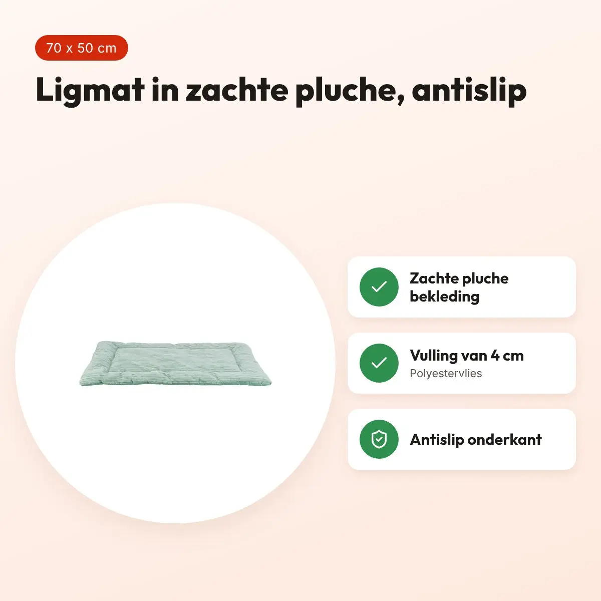 Trixie ligmat Jonna ribfluweel saliegroen 70 x 50 cm – slipvaste onderkant – voordelen