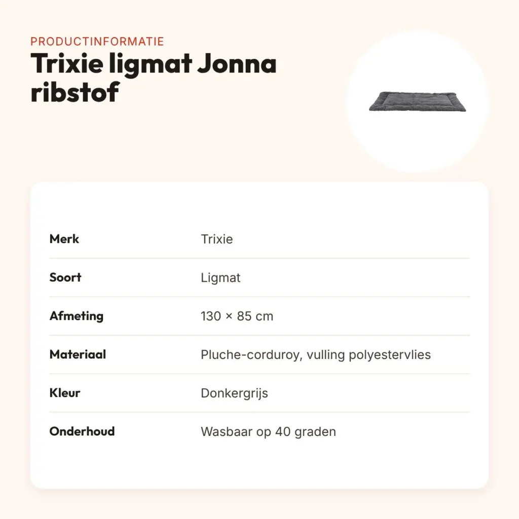 Trixie ligmat Jonna ribstof donkergrijs 130 x 85 cm – slipvast – productinformatie