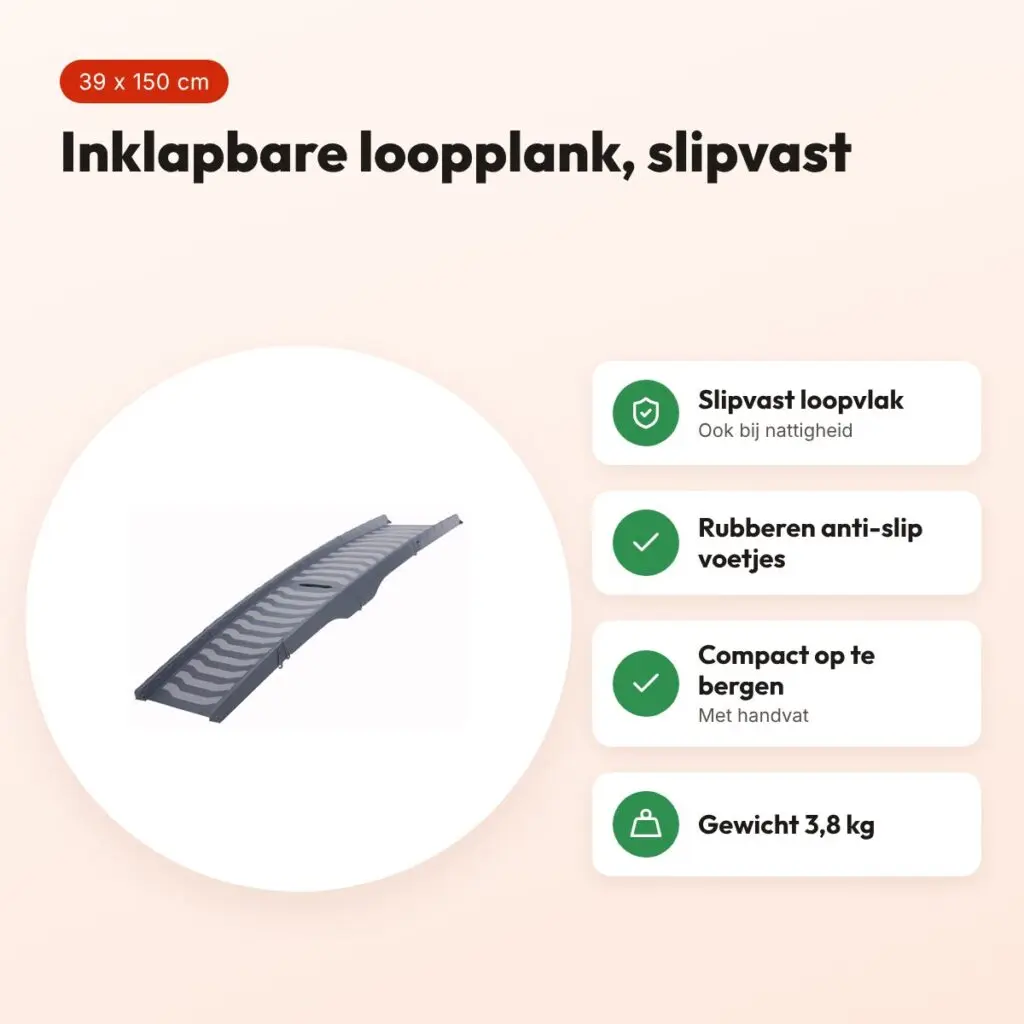 Trixie loopplank 3-voudig inklapbaar grijs 39 x 150 cm – slipvast – voordelen