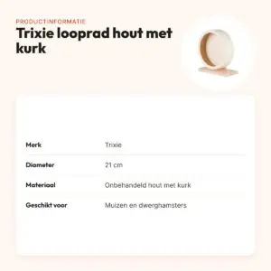 Trixie looprad hout met kurk 21 cm – gesloten loopvlak – productinformatie