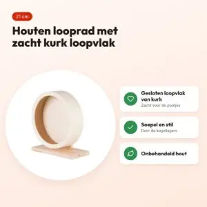 Trixie looprad hout met kurk 21 cm – gesloten loopvlak – voordelen