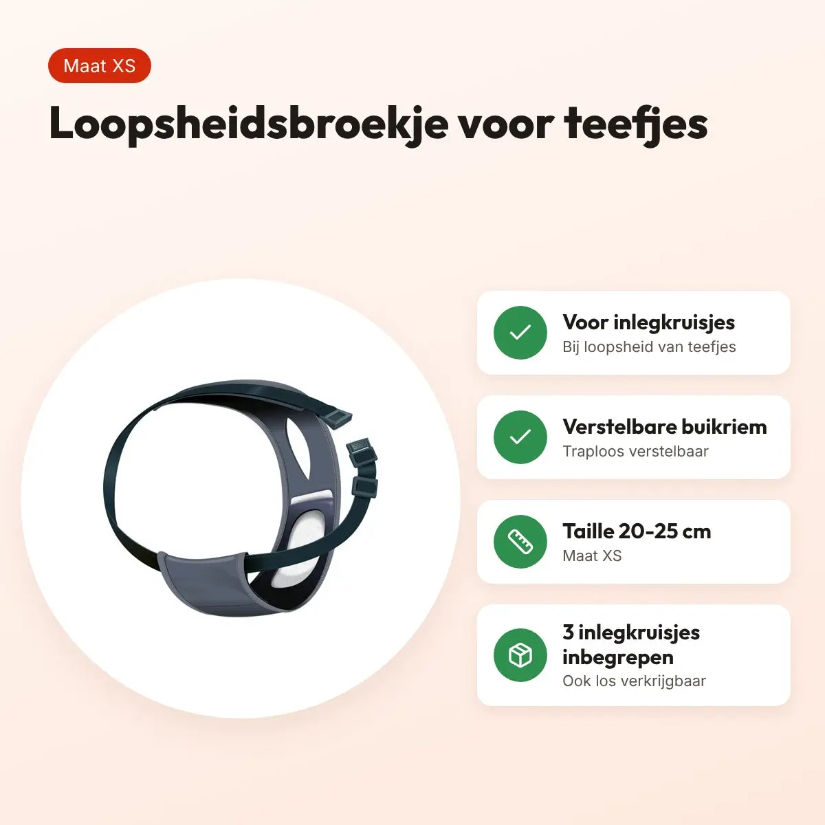 Trixie loopsheidsbroekje zwart XS (20-25 cm) – verstelbaar – voordelen
