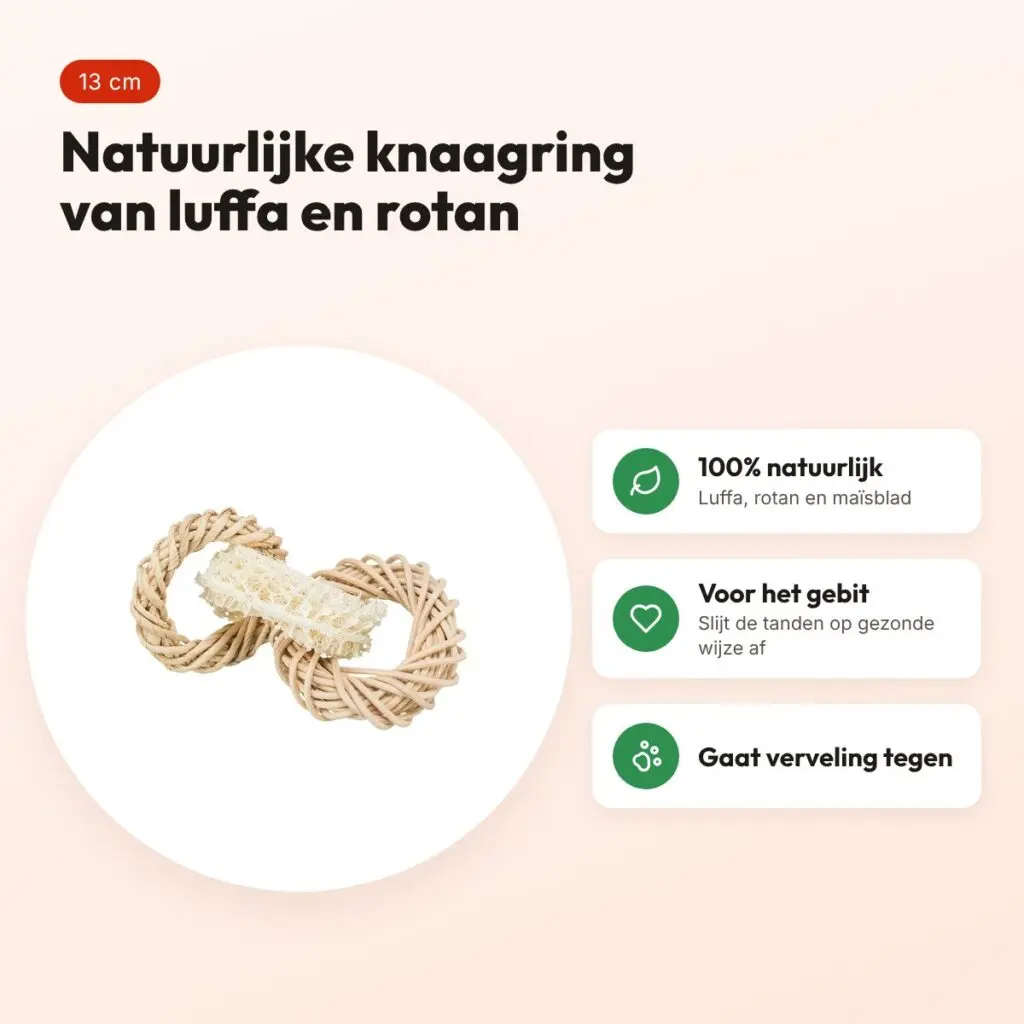 Trixie luffaring met rotan en maïsblad 13 cm – knaagspeelgoed – voordelen