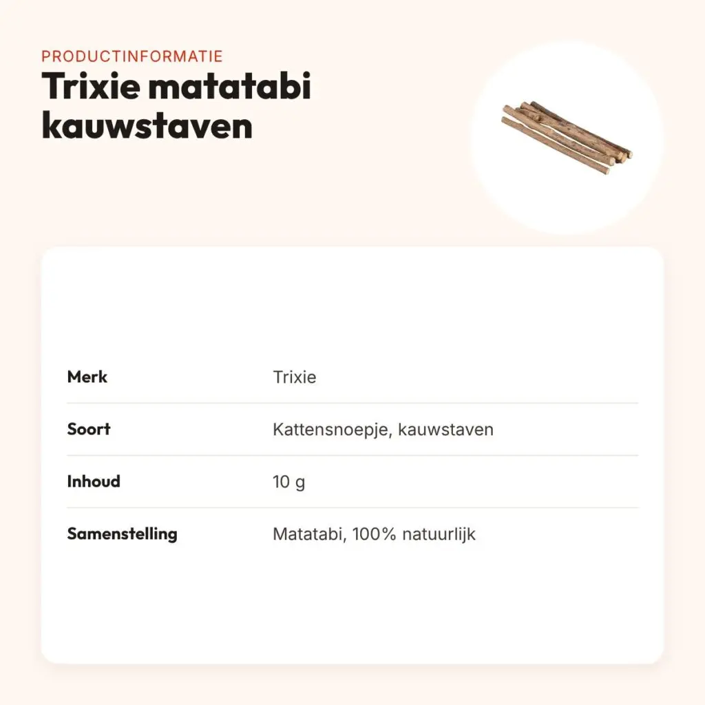 Trixie matatabi kauwstaven 10 g – spelstimulerend kattensnoepje – productinformatie