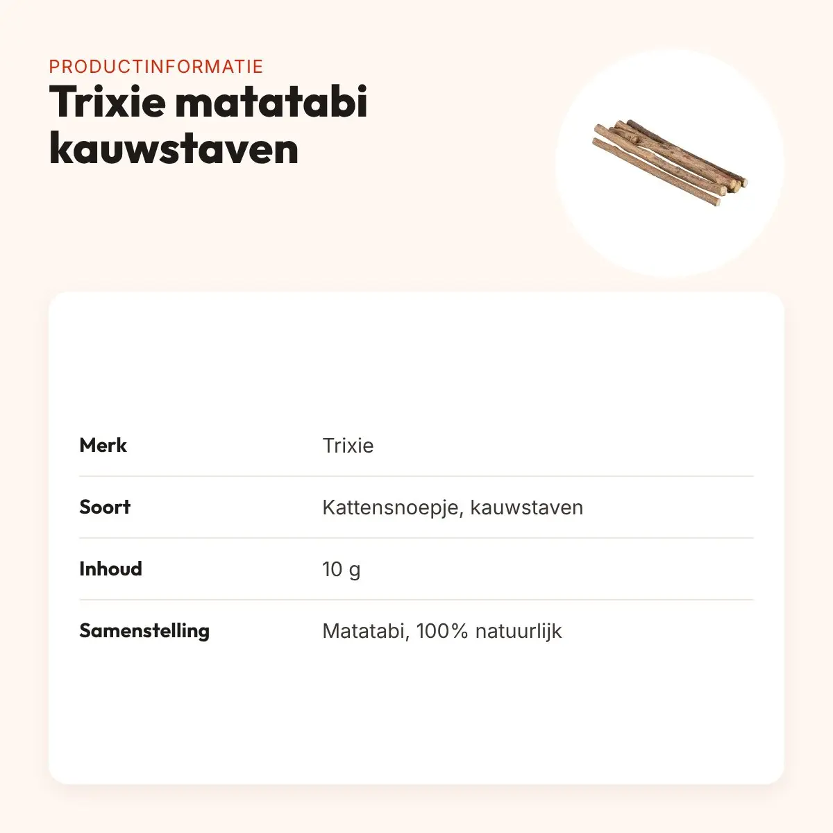 Trixie matatabi kauwstaven 10 g – spelstimulerend kattensnoepje – productinformatie