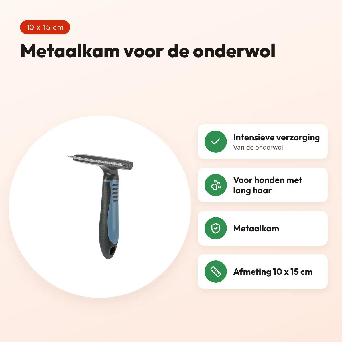 Trixie metaalkam langhaar 10 x 15 cm – voor de onderwol – voordelen