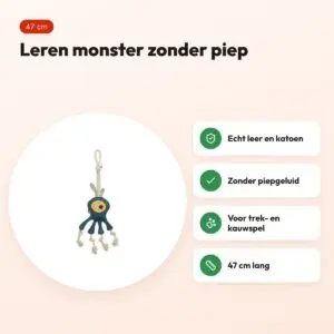 Trixie monster leer met touw 47 cm – kauwspeeltje zonder piep – voordelen