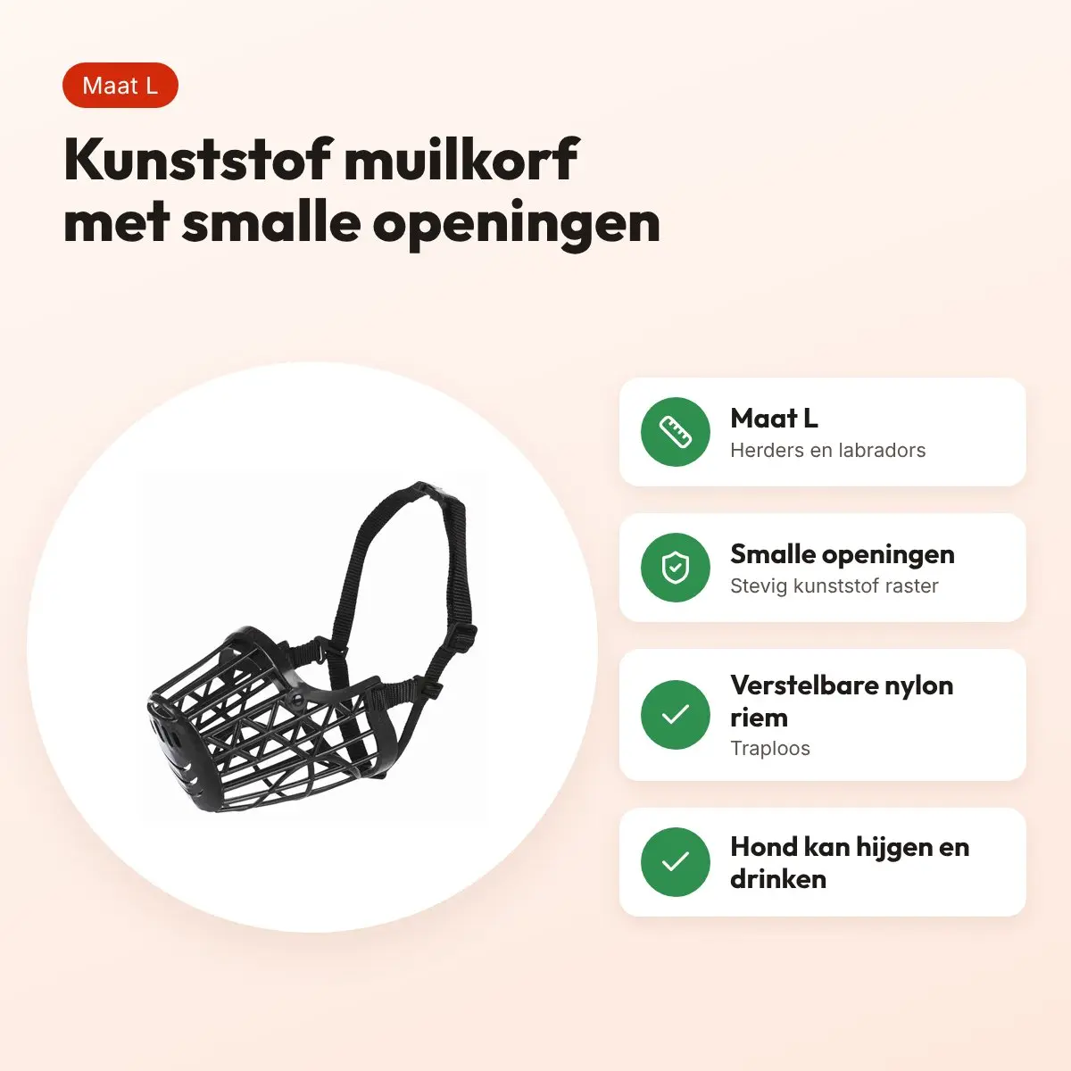 Trixie muilkorf kunststof zwart L – voor herders en labradors – voordelen