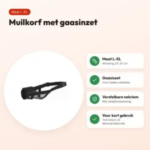 Trixie muilkorf polyester met gaasinzet zwart L-XL 24-34 cm – voordelen