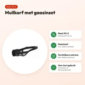 Trixie muilkorf polyester met gaasinzet zwart XS-S 15-20 cm – voordelen