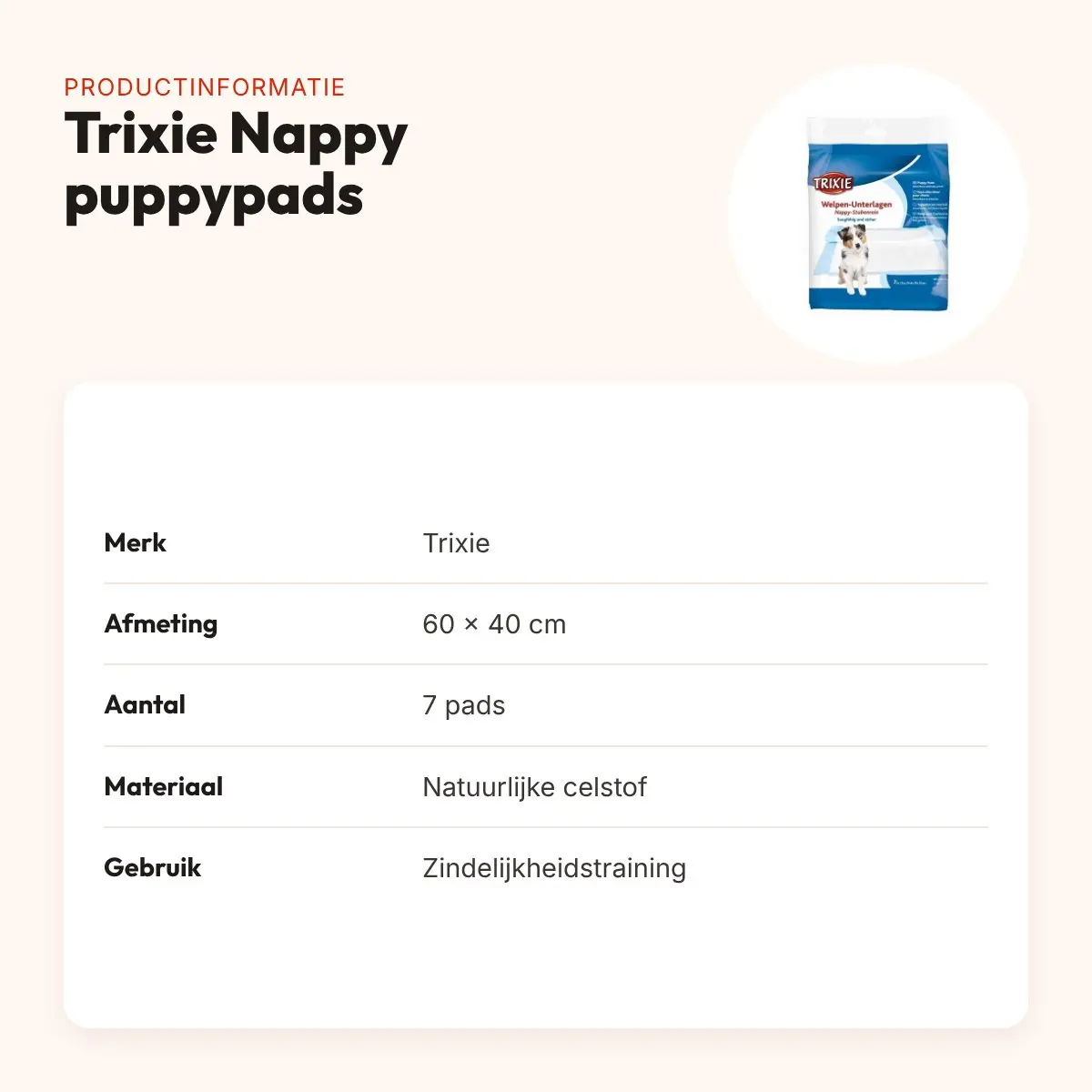 Trixie Nappy puppypads 60 x 40 cm – 7 stuks, absorberend – productinformatie