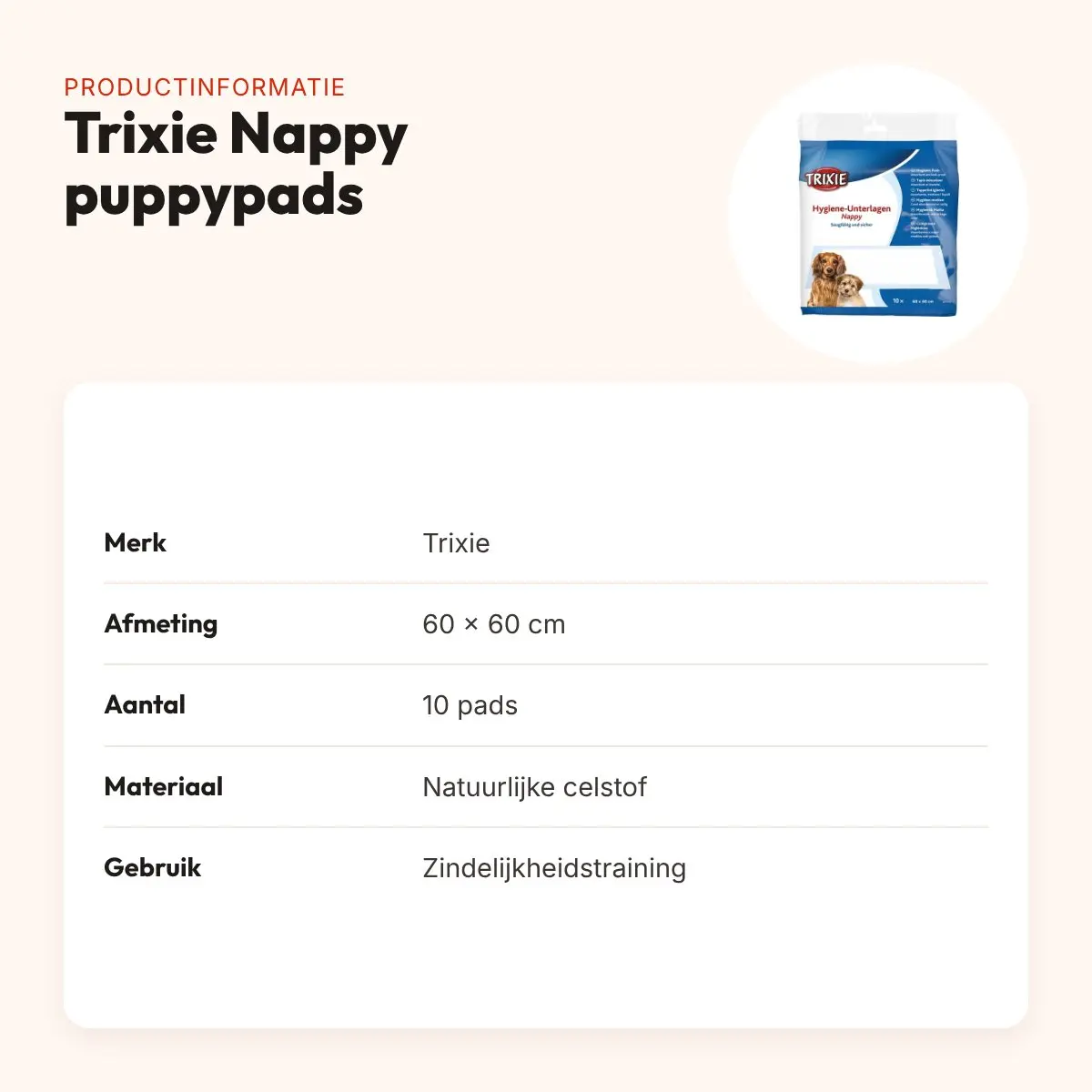 Trixie Nappy puppypads 60 x 60 cm – 10 stuks, absorberend – productinformatie