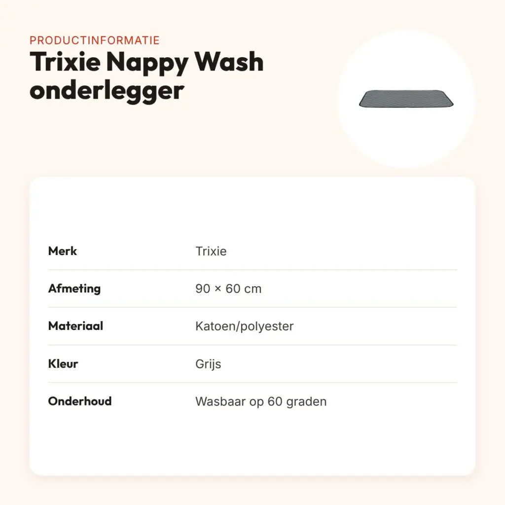 Trixie Nappy Wash onderlegger grijs 90 x 60 cm – wasbaar, herbruikbaar – productinformatie