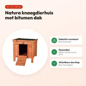 Trixie Natura knaagdierhuis bruin 42 x 51 x 43 cm – bitumen dak – voordelen