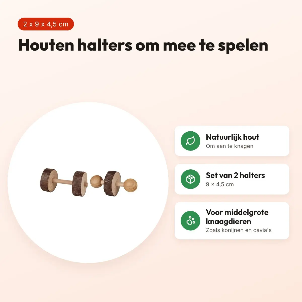 Trixie Natural Living halters van hout 9 x 4,5 cm – set van 2 – voordelen