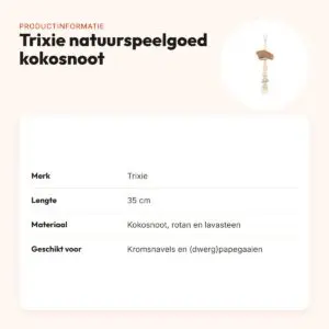 Trixie natuurspeelgoed kokosnoot, rotan en lavasteen 35 cm – voor vogels – productinformatie
