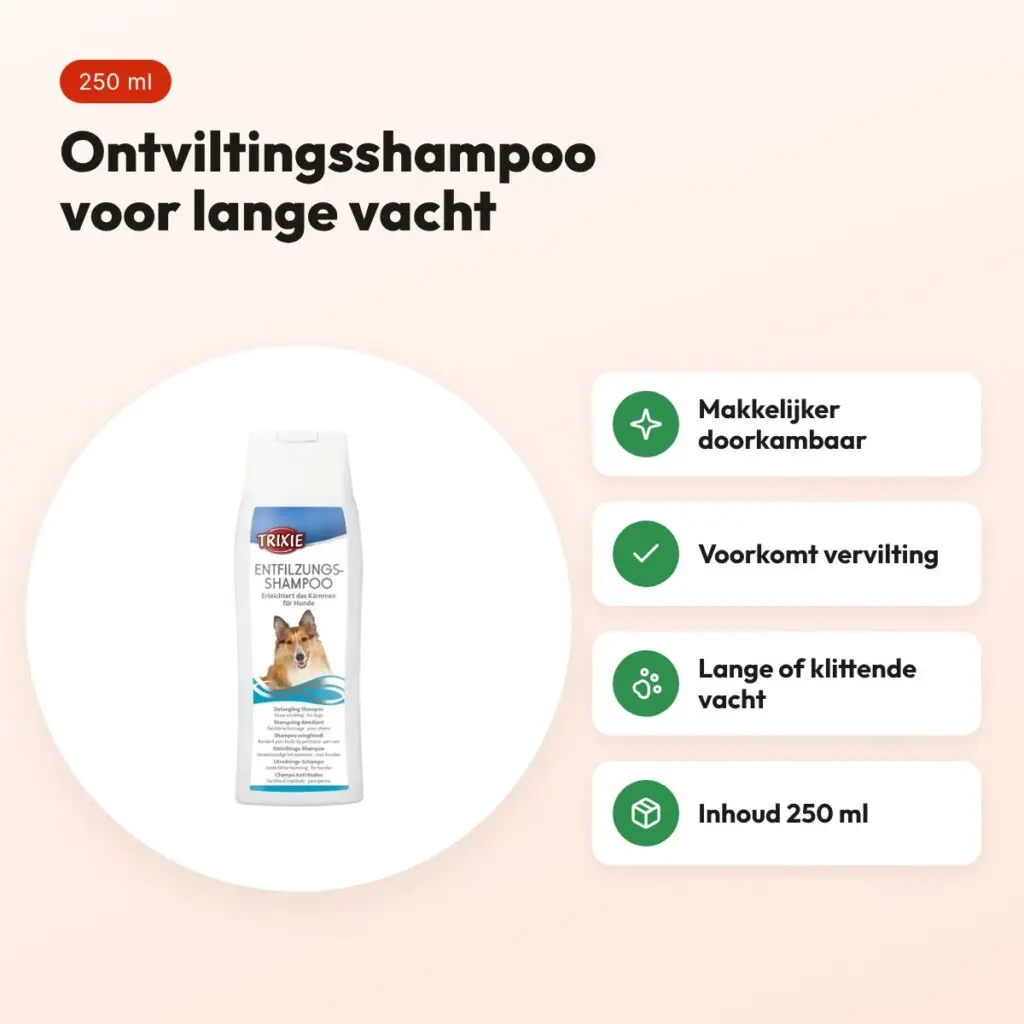 Trixie ontviltingsshampoo hond 250 ml – lange of klittende vacht – voordelen