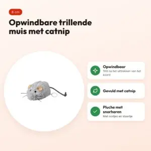 Trixie opwindbare pluche muis met catnip 8 cm – trillend kattenspeelgoed – voordelen