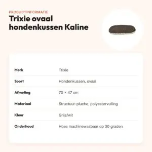 Trixie ovaal hondenkussen Kaline grijs/wit 70 x 47 cm – pluche – productinformatie