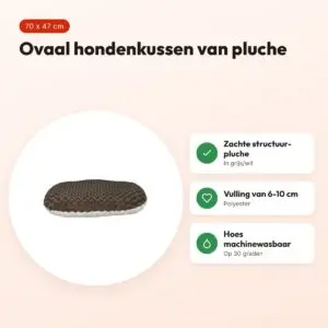 Trixie ovaal hondenkussen Kaline grijs/wit 70 x 47 cm – pluche – voordelen