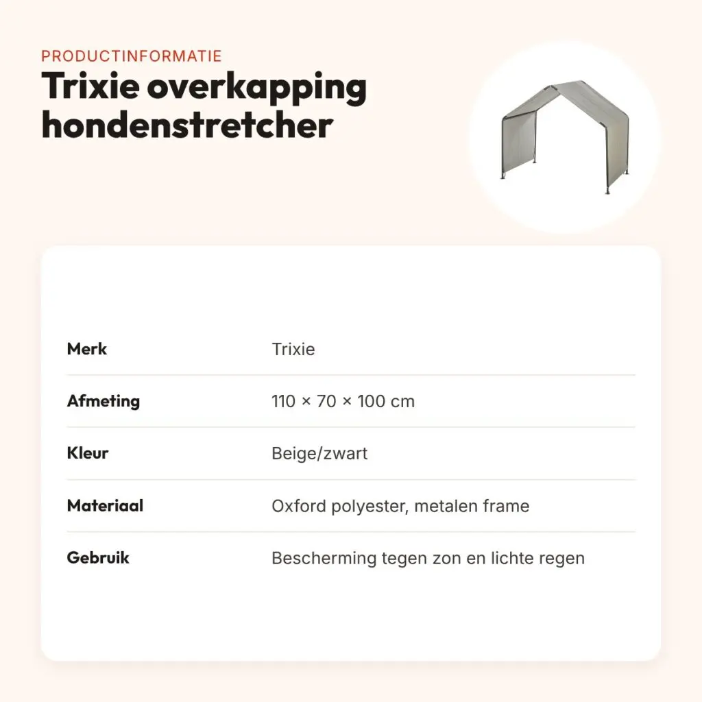Trixie overkapping voor hondenstretcher beige/zwart 110 x 70 x 100 cm – productinformatie