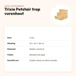 Trixie Petstair trap vurenhout 40 x 45 x 38 cm – met tapijt, hond en kat – productinformatie
