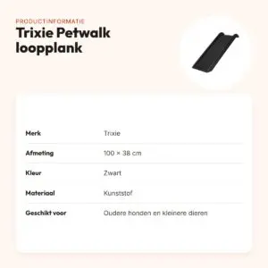 Trixie Petwalk loopplank hond zwart 100 x 38 cm – anti-slip – productinformatie