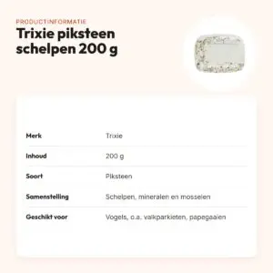 Trixie piksteen met schelpen, mineralen en mosselen 200 g – voor vogels – productinformatie