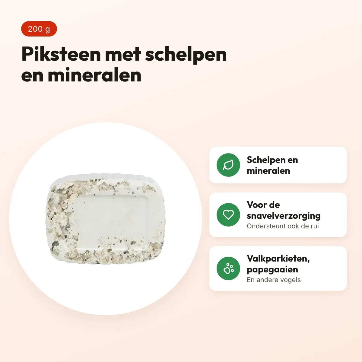 Trixie piksteen met schelpen, mineralen en mosselen 200 g – voor vogels – voordelen