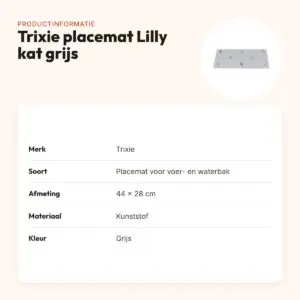 Trixie placemat Lilly kat grijs 44 x 28 cm – slipvast – productinformatie