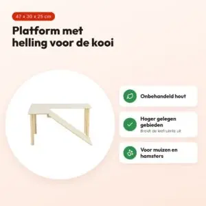 Trixie platform met helling 47 x 30 x 25 cm – onbehandeld hout – voordelen
