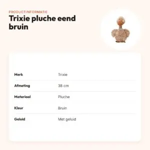 Trixie pluche eend bruin 38 cm – lange nek, met geluid – productinformatie