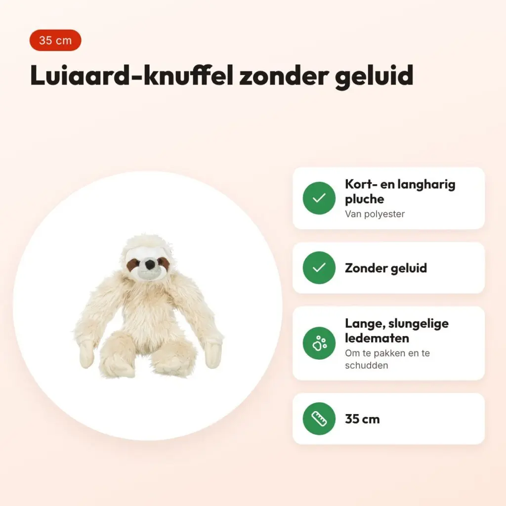 Trixie pluche luiaard zonder geluid 35 cm – hondenknuffel – voordelen