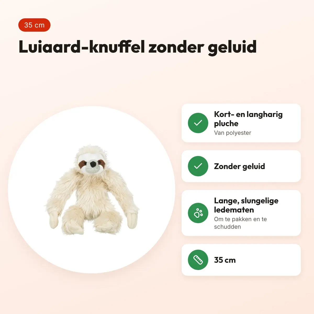 Trixie pluche luiaard zonder geluid 35 cm – hondenknuffel – voordelen