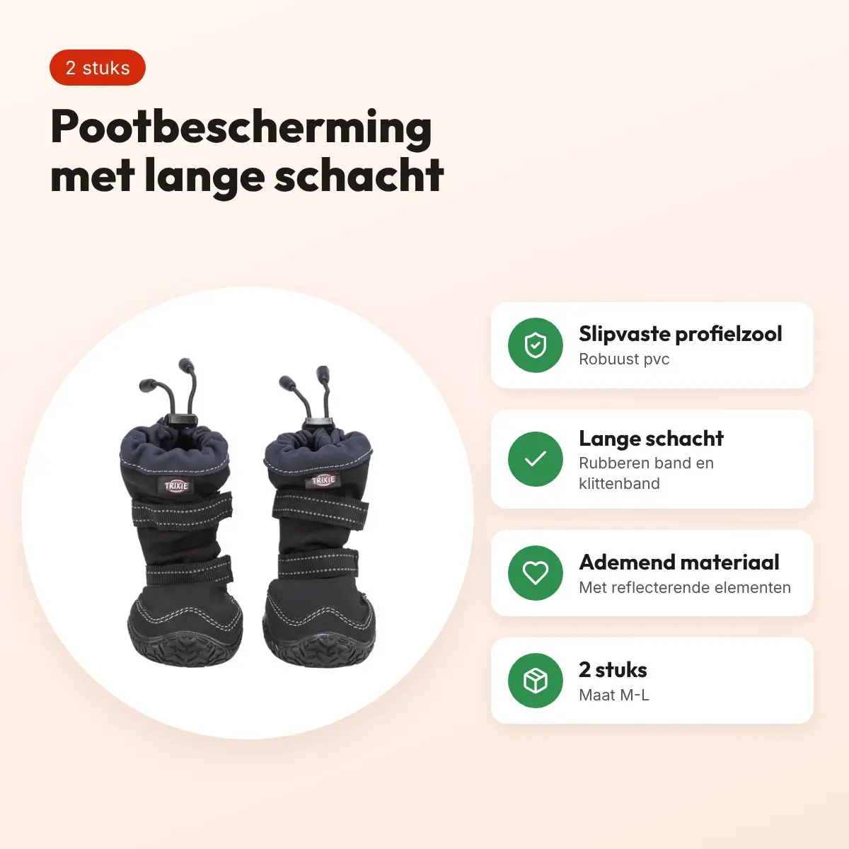Trixie pootbescherming Walker Active Long zwart M-L – 2 stuks – voordelen