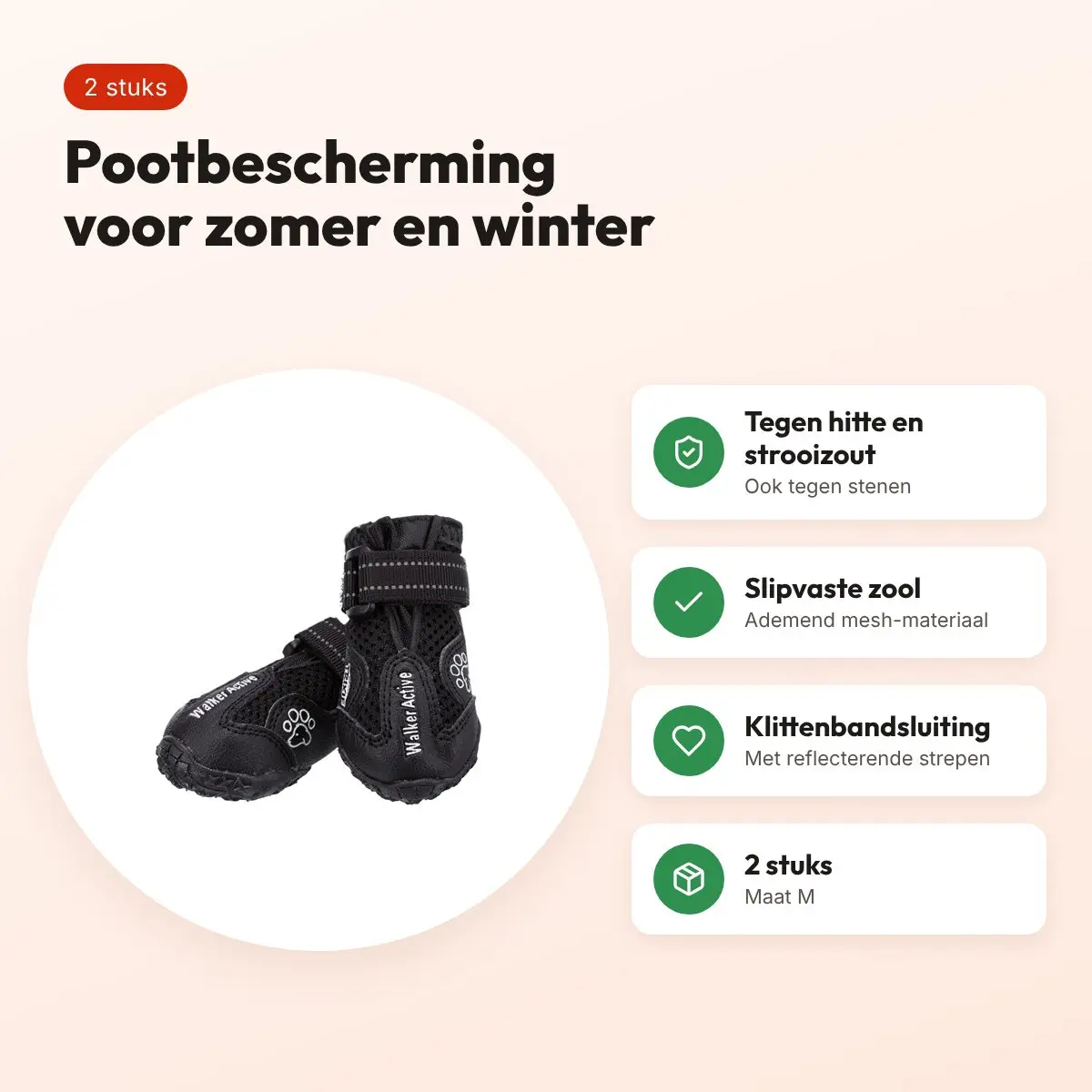 Trixie pootbescherming Walker Active zwart M – hondenschoenen, 2 stuks – voordelen