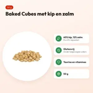 Trixie Premio Baked Cubes kip en zalm 50 g – glutenvrij – voordelen
