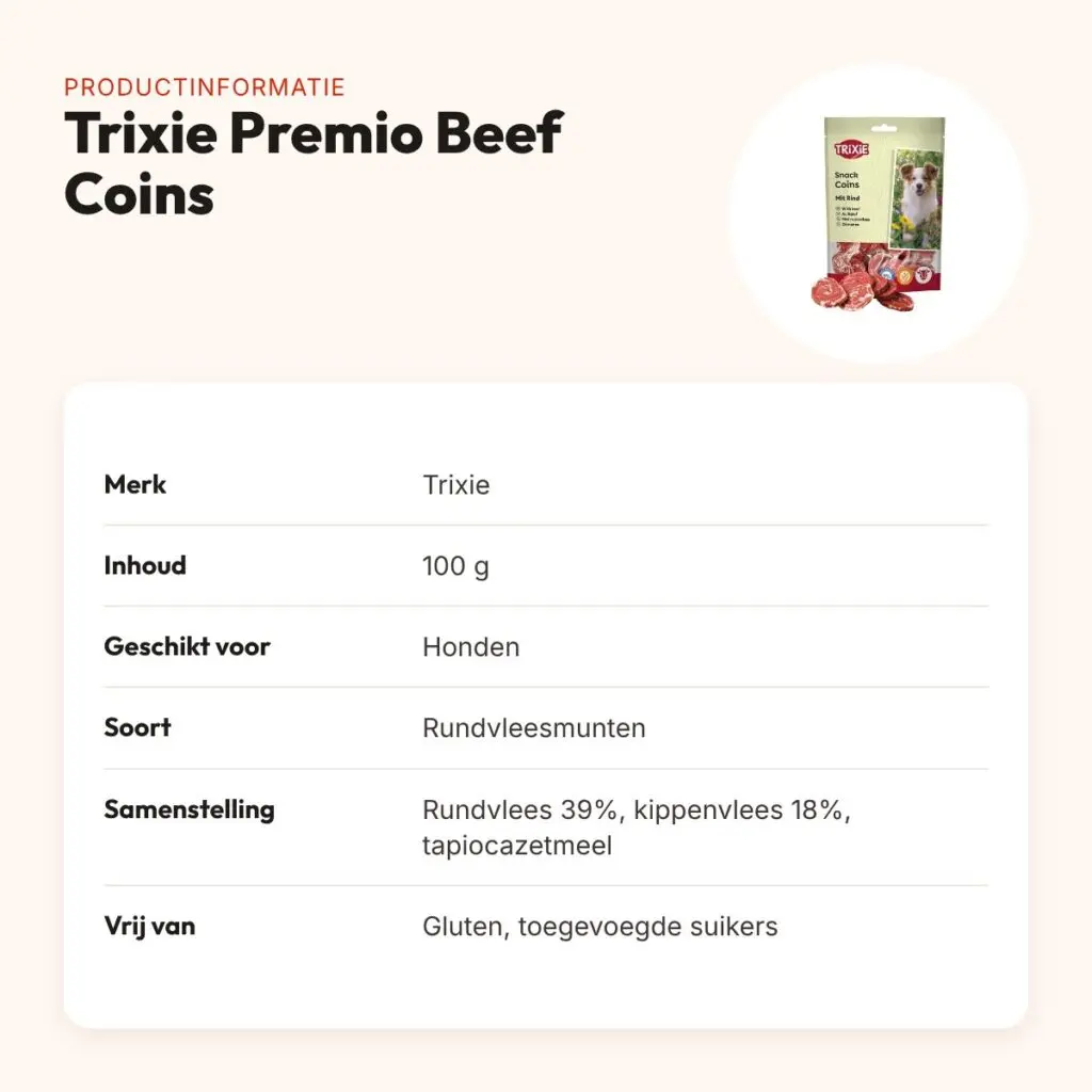Trixie Premio Beef Coins 100 g – rundvleesmunten, glutenvrij – productinformatie