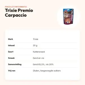 Trixie Premio Carpaccio kattensnack eend en vis 20 g – productinformatie