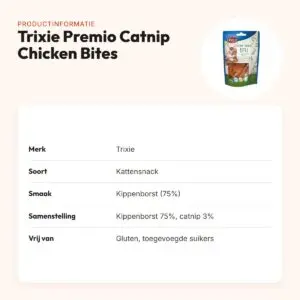 Trixie Premio Catnip Chicken Bites 50 g – kattensnack, glutenvrij – productinformatie