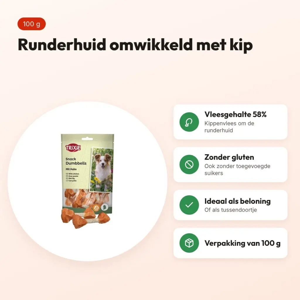Trixie Premio Chicken Bites 100 g – runderhuid met kip – voordelen