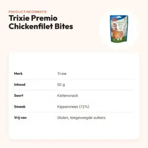 Trixie Premio Chickenfilet Bites 50 g – kattensnack, glutenvrij – productinformatie
