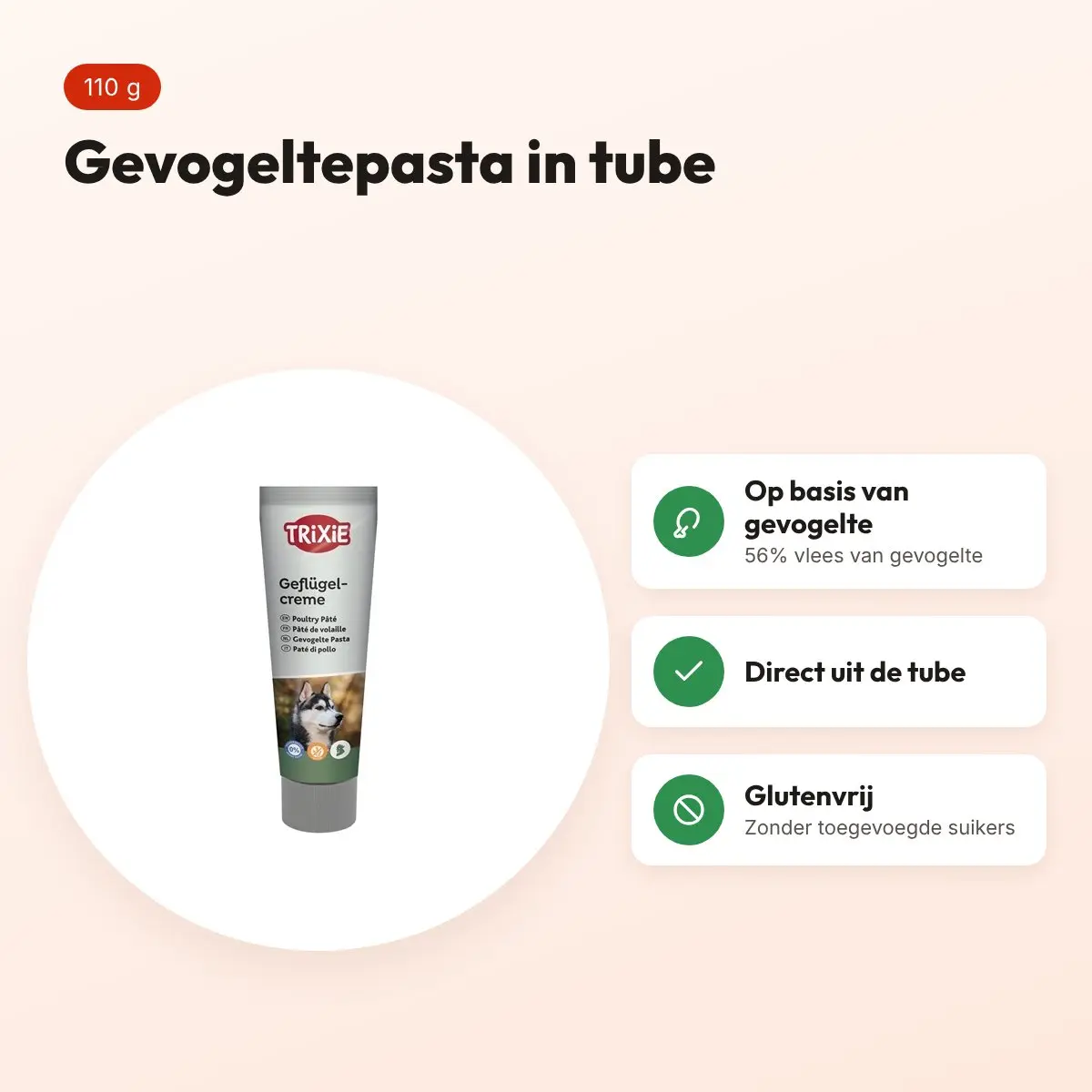 Trixie Premio gevogeltepasta 110 g – glutenvrije beloning in tube – voordelen
