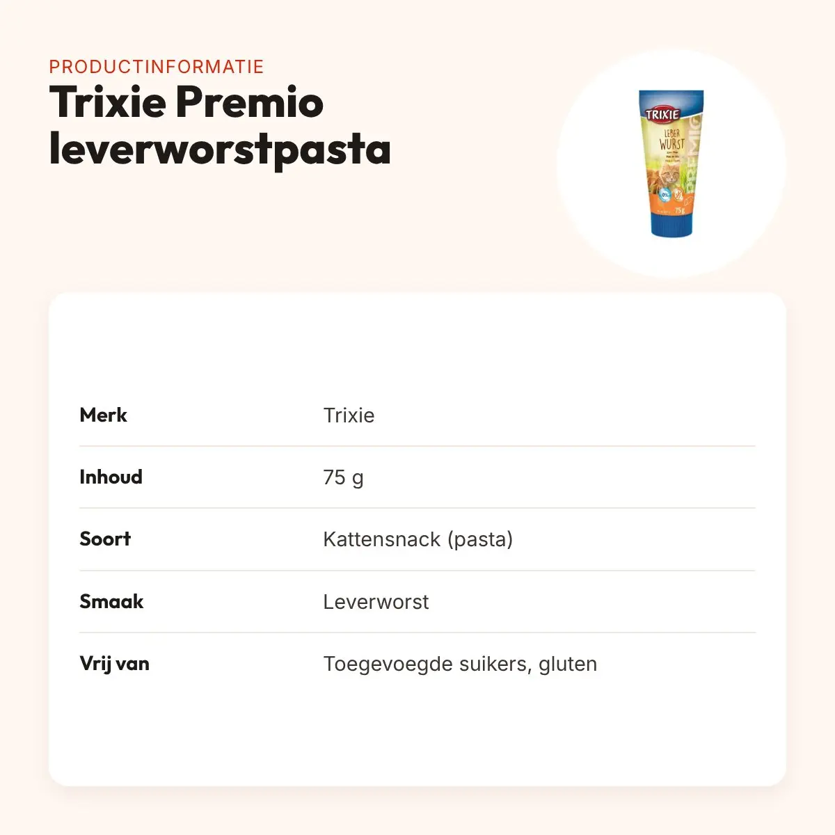 Trixie Premio leverworstpasta voor katten 75 g – tube – productinformatie