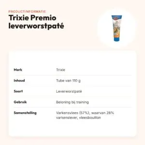 Trixie Premio leverworstpaté 110 g – glutenvrije tube – productinformatie