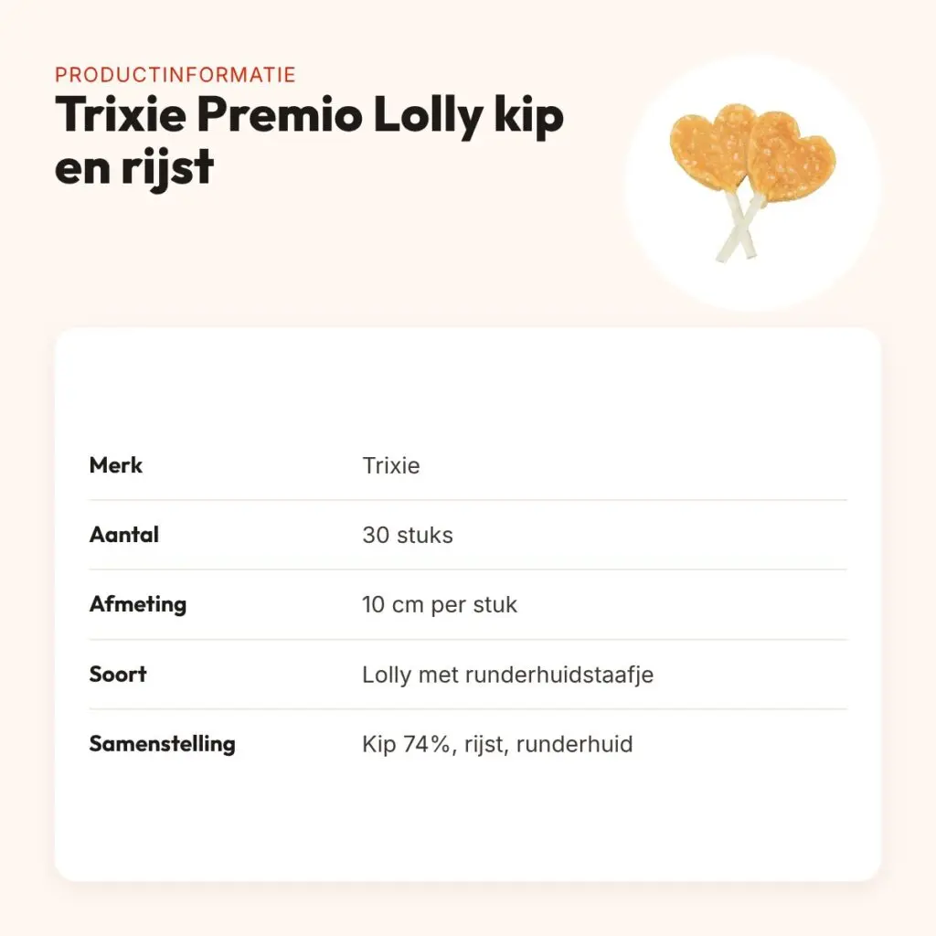Trixie Premio Lolly kip en rijst 10 cm – hondensnack, 30 stuks – productinformatie