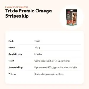 Trixie Premio Omega Stripes kip 100 g – glutenvrij – productinformatie